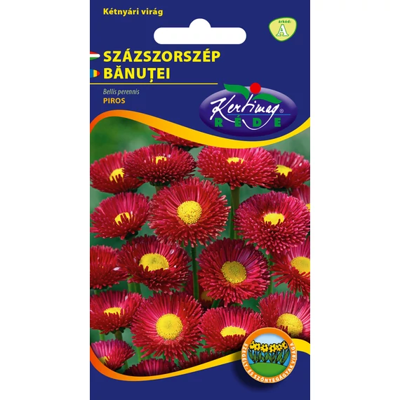 Százszorszép vetőmag 0,2g Bellis perennis piros  A Kat. 