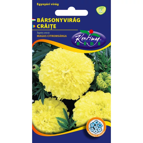 Bársonyvirág vetőmag  1 g Magas citromsárga  K kat. 
